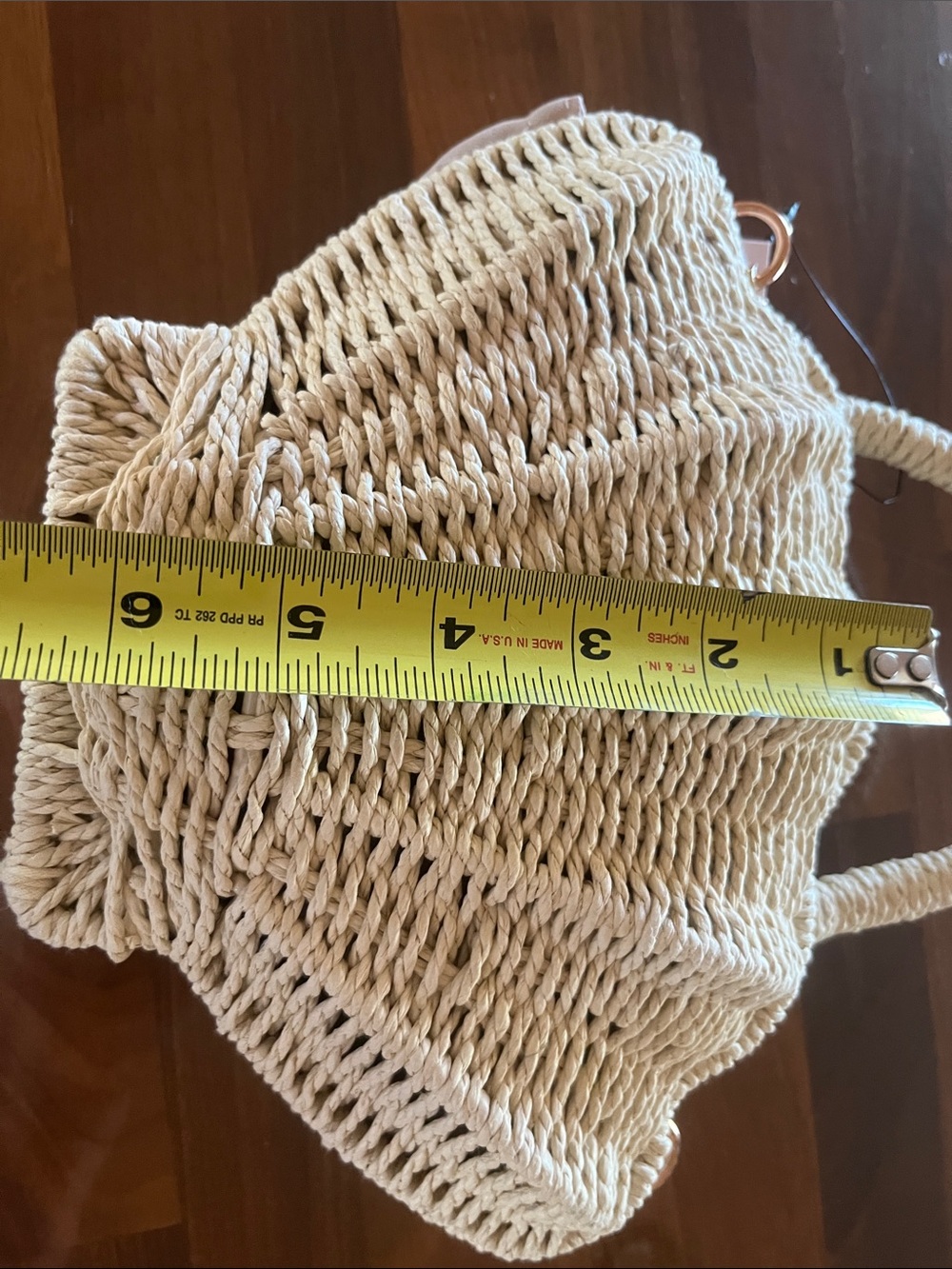 NEW LC Lauren Conrad Cream Woven Shell Tote - Picture 3 of 7